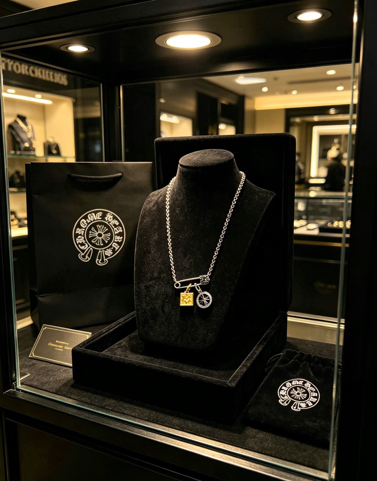 Chrome Hearts Necklace with Square and Round Charms
